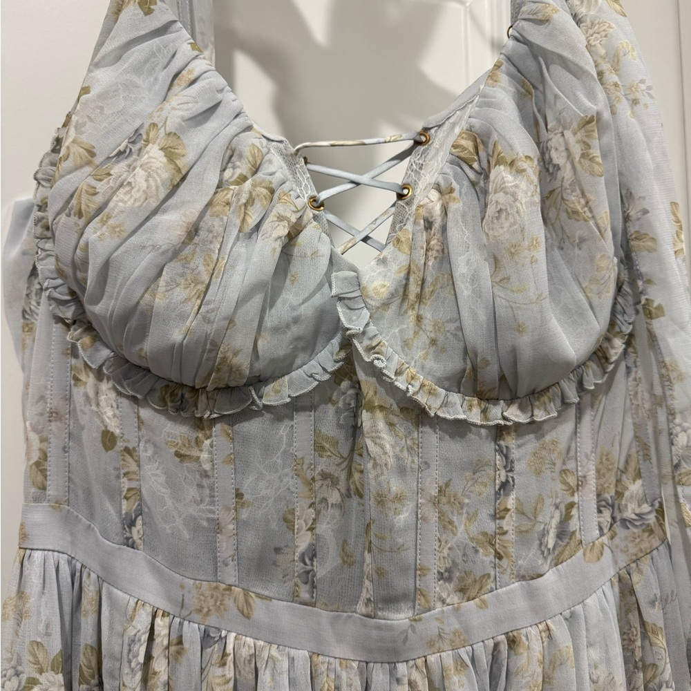 V. Chapman Victorian Blue Roses Maxi Dress - Picture 2 of 9